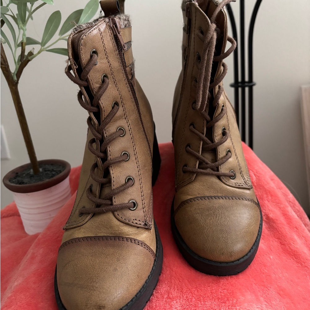 Brown Lace-Up Ankle Boots